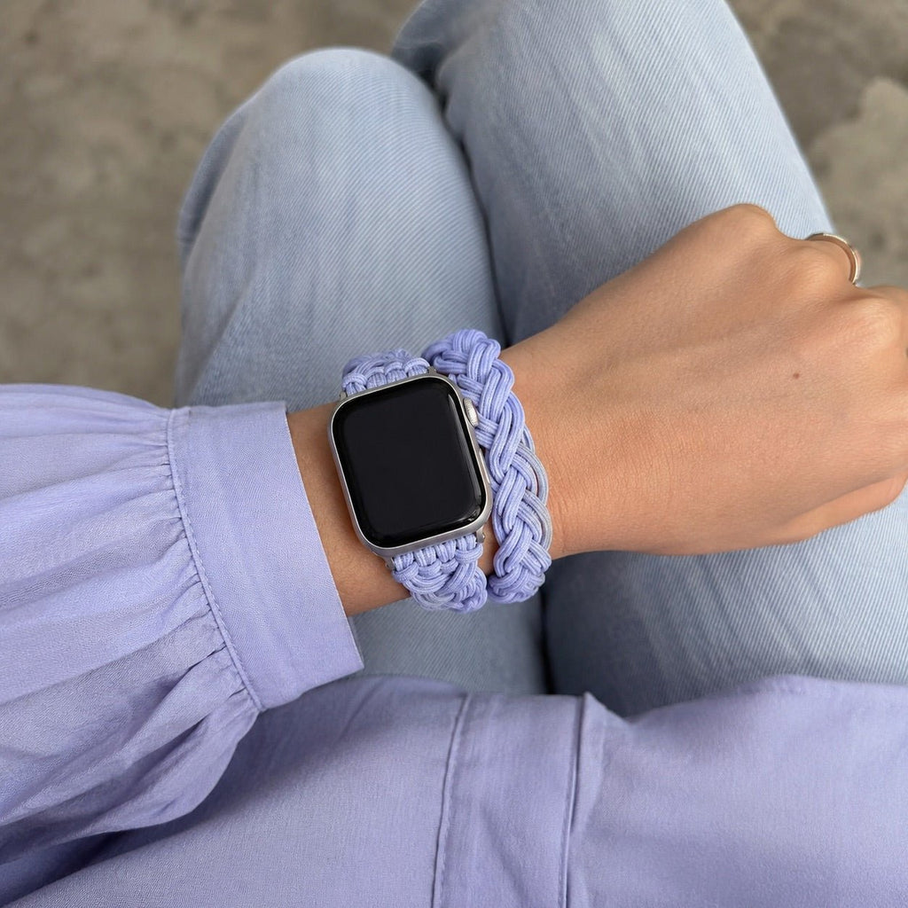 Correa Apple Watch de doble vuelta trenzada elástica, cierre de hebilla, modelo Abzine