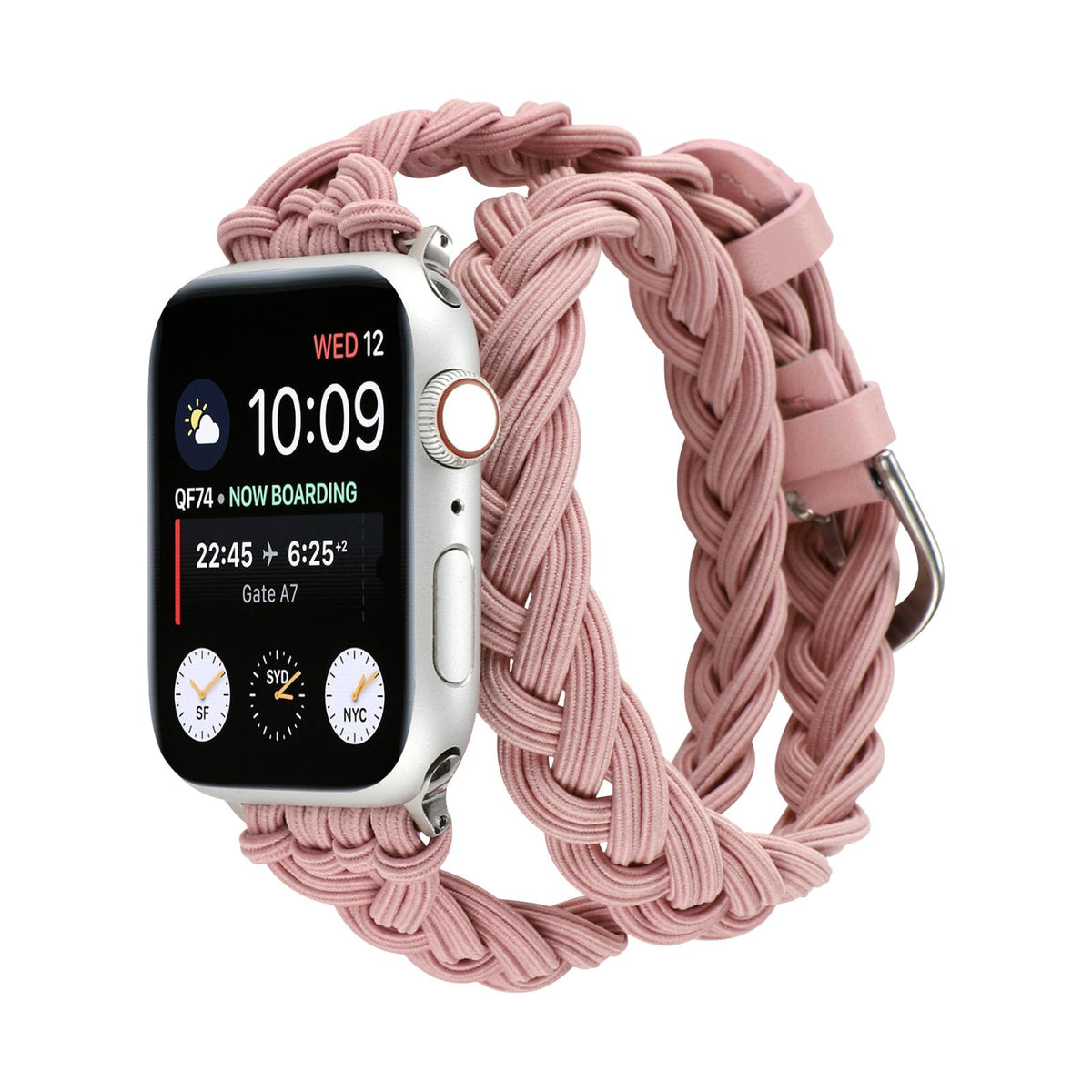 Correa Apple Watch de doble vuelta trenzada elástica, cierre de hebilla, modelo Abzine