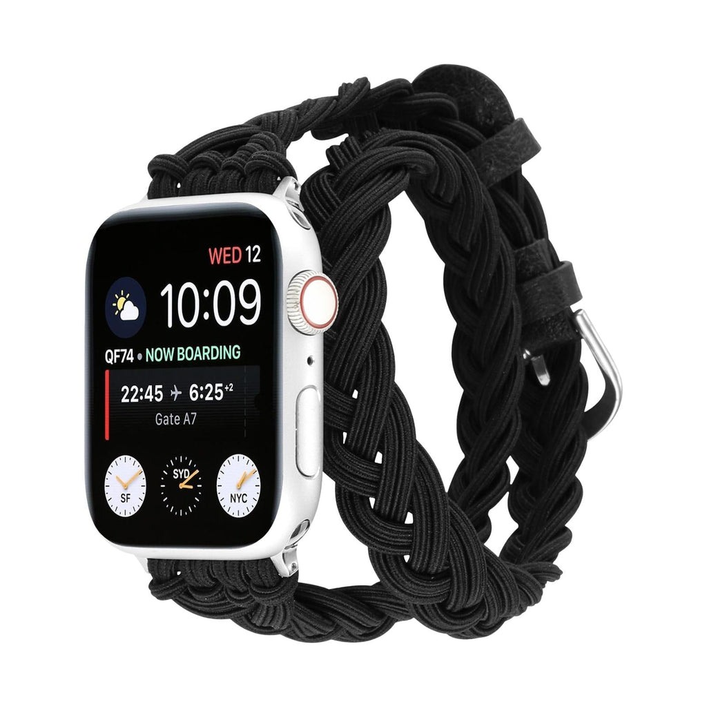 Correa Apple Watch de doble vuelta trenzada elástica, cierre de hebilla, modelo Abzine