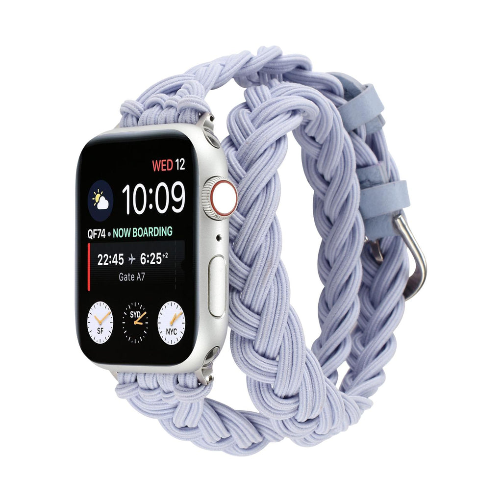 Correa Apple Watch de doble vuelta trenzada elástica, cierre de hebilla, modelo Abzine