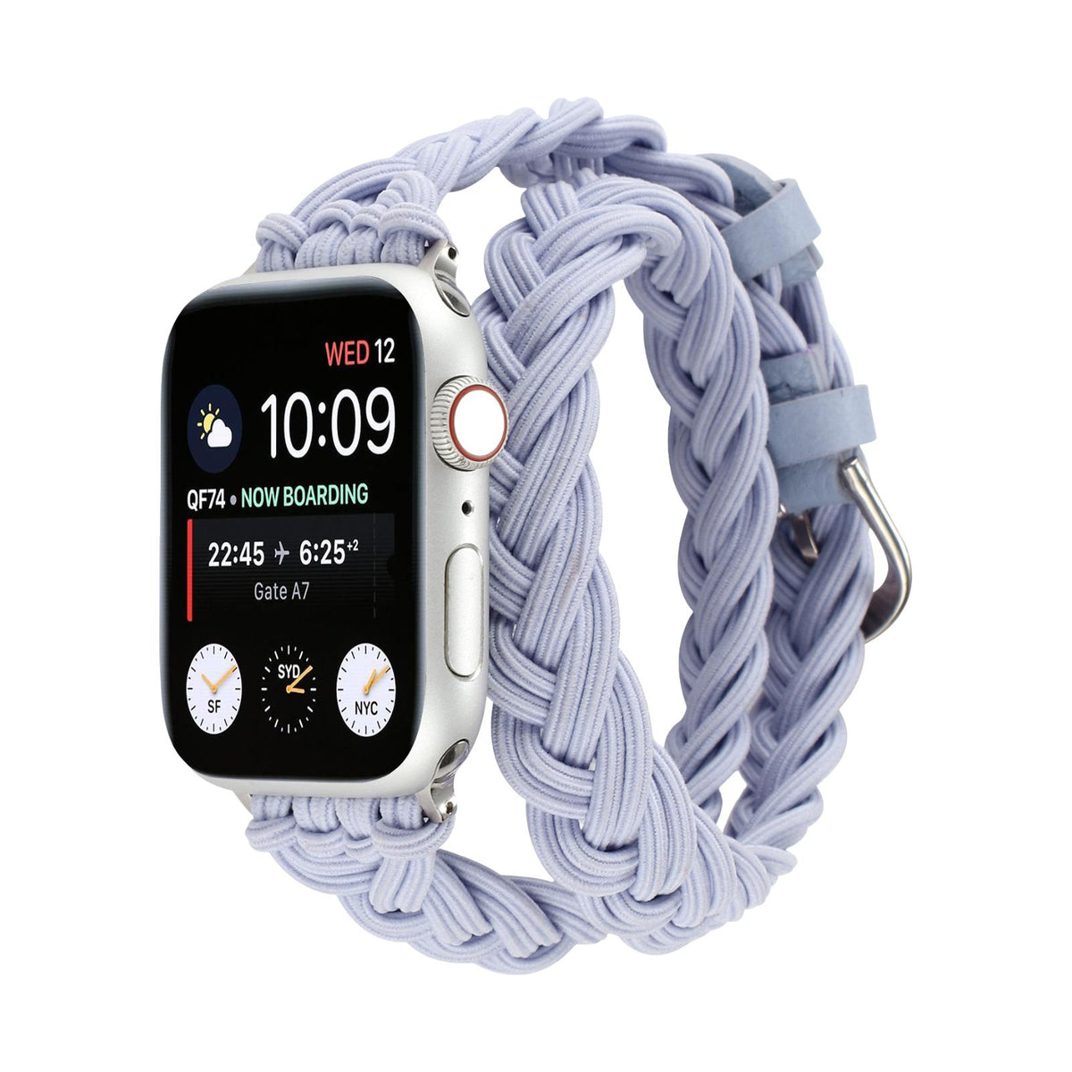 Correa Apple Watch de doble vuelta trenzada elástica, cierre de hebilla, modelo Abzine