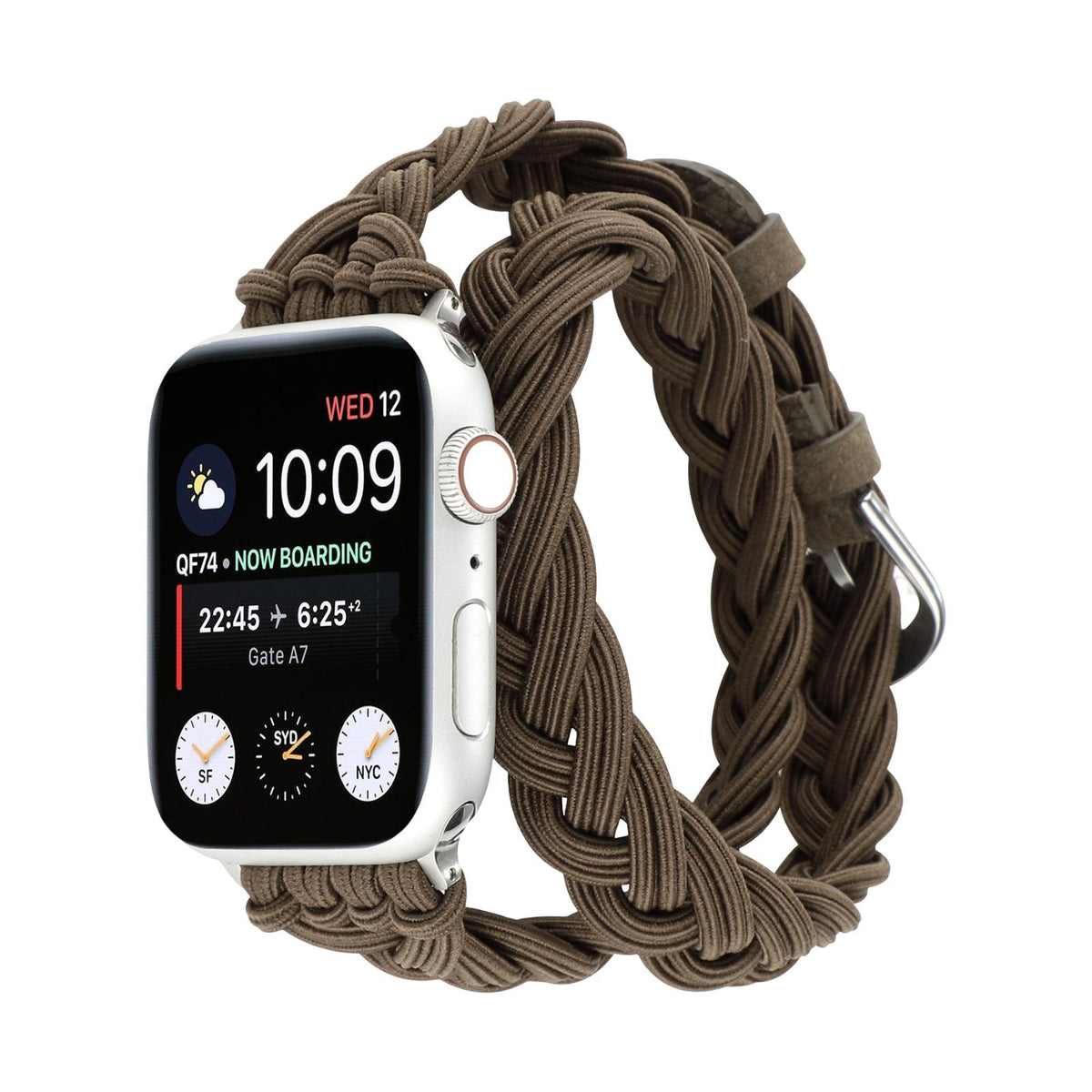 Correa Apple Watch de doble vuelta trenzada elástica, cierre de hebilla, modelo Abzine