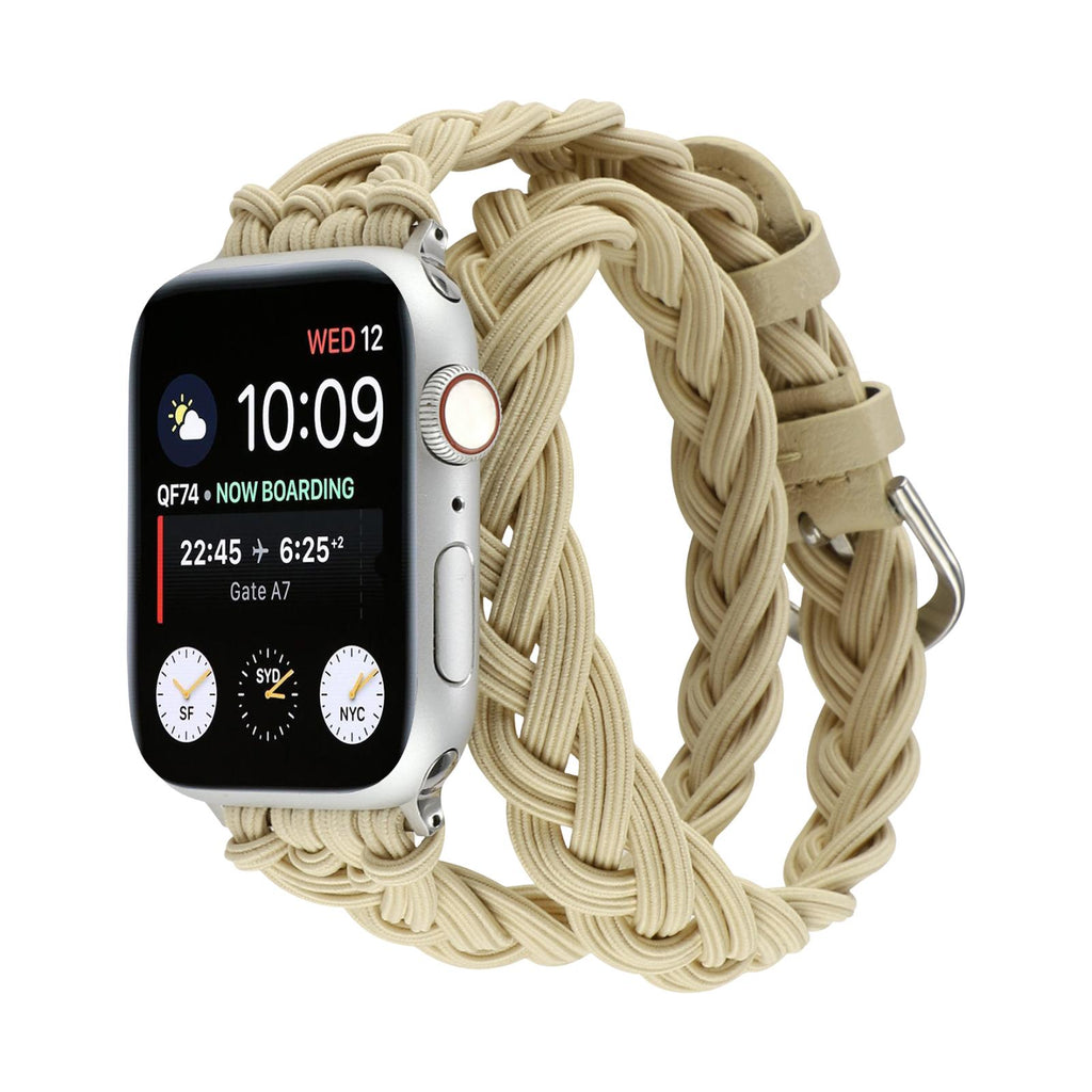 Correa Apple Watch de doble vuelta trenzada elástica, cierre de hebilla, modelo Abzine