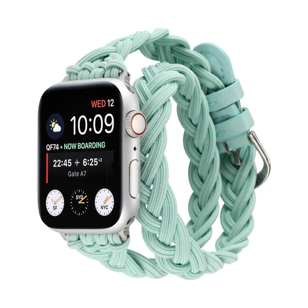 Correa Apple Watch de doble vuelta trenzada elástica, cierre de hebilla, modelo Abzine