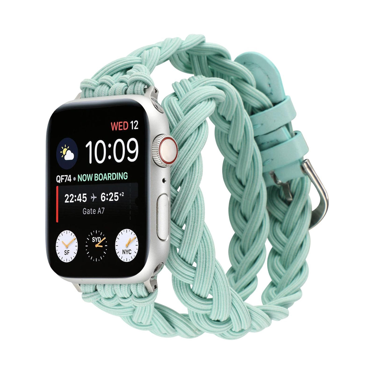 Correa Apple Watch de doble vuelta trenzada elástica, cierre de hebilla, modelo Abzine
