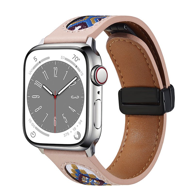 Correa con motivos étnicos bordados, cierre magnético, para Apple Watch, modelo Tilma