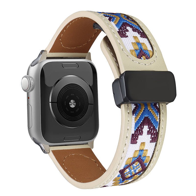 Correa con motivos étnicos bordados, cierre magnético, para Apple Watch, modelo Tilma