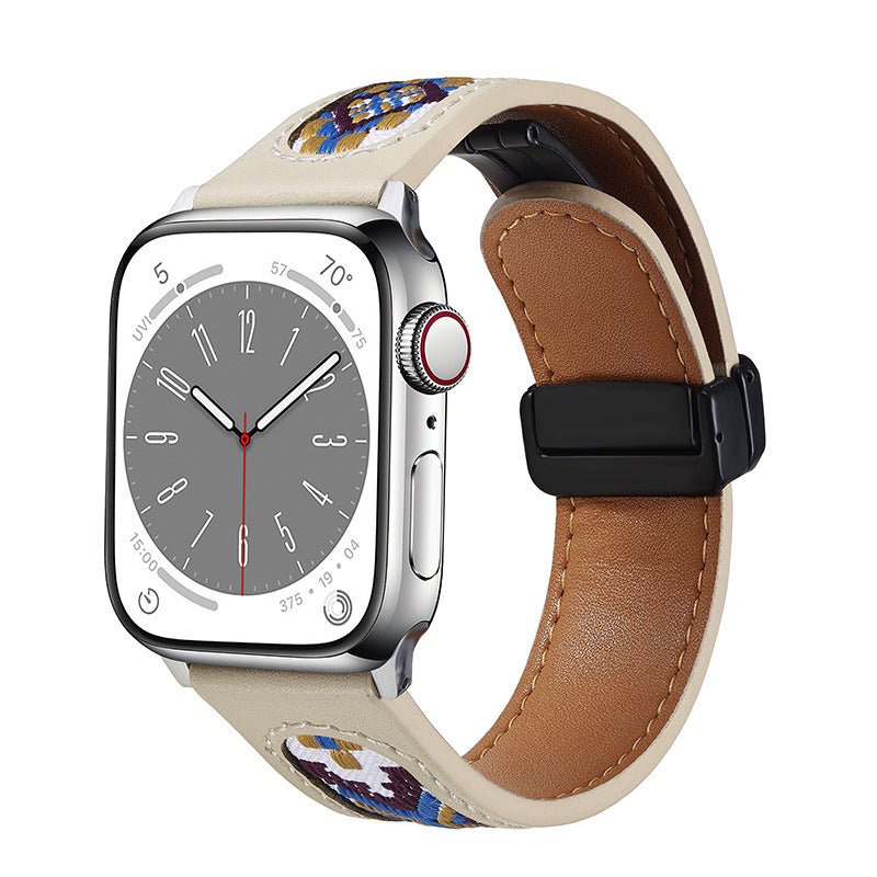 Correa con motivos étnicos bordados, cierre magnético, para Apple Watch, modelo Tilma