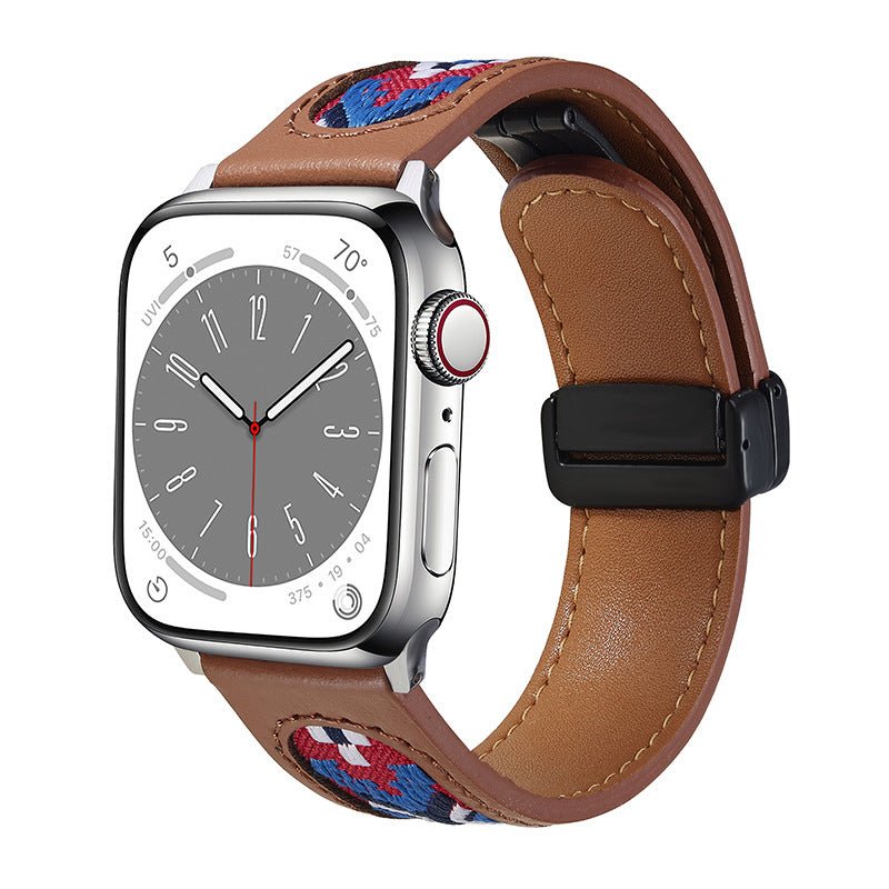 Correa con motivos étnicos bordados, cierre magnético, para Apple Watch, modelo Tilma
