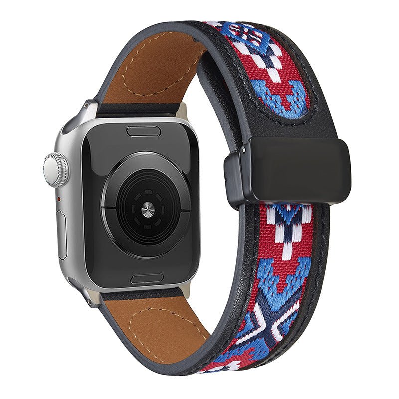 Correa con motivos étnicos bordados, cierre magnético, para Apple Watch, modelo Tilma