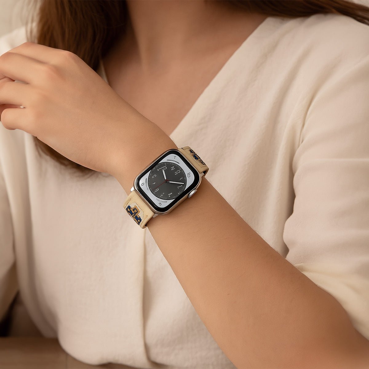 Correa con motivos étnicos bordados, cierre magnético, para Apple Watch, modelo Tilma