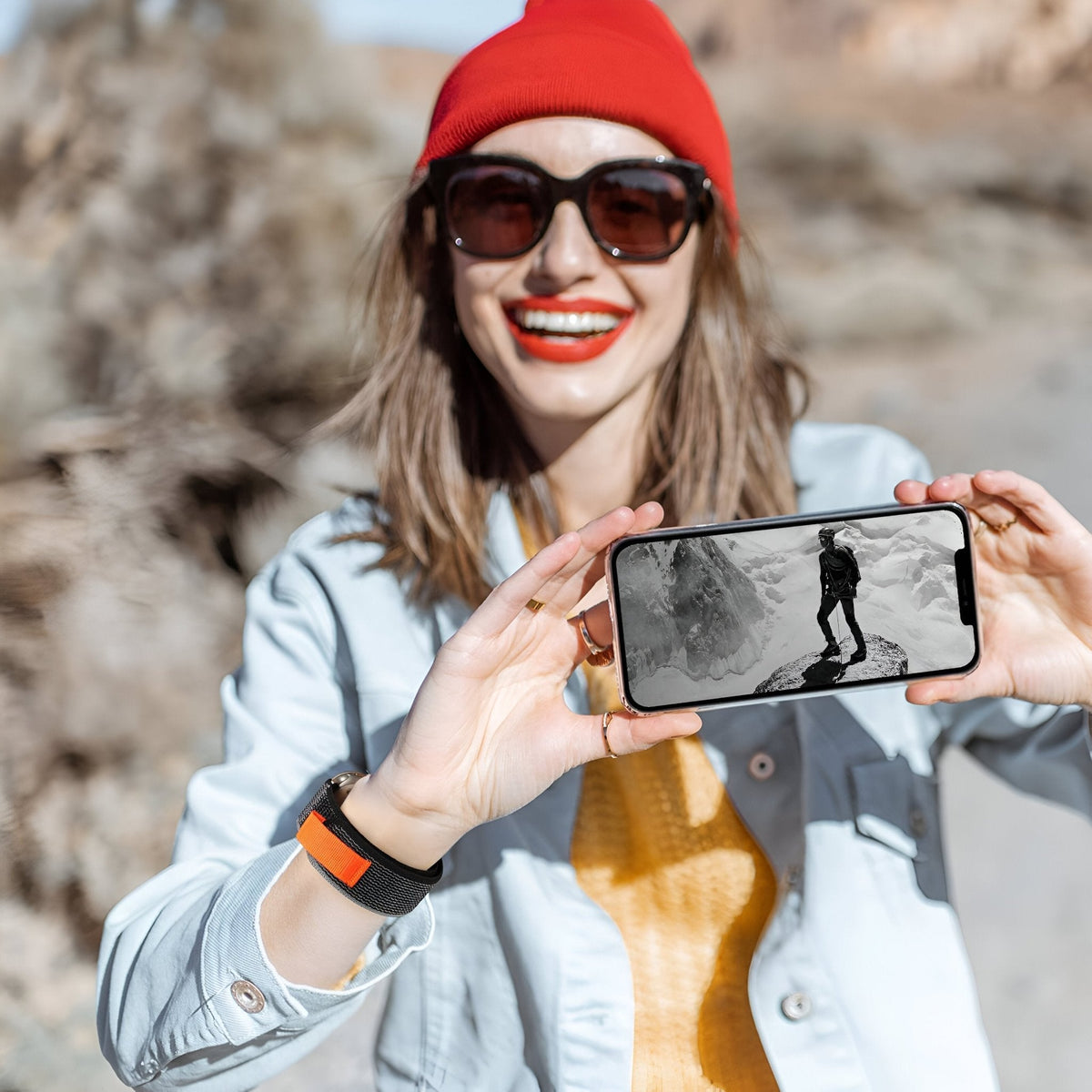 Correa Trail Edition de nailon resistente para Apple Watch con cierre de velcro, modelo Elios