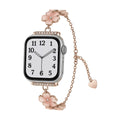 Correa de cadena con flores de cerezo esmaltadas para Apple Watch, colgante de corazón, modelo Sakura