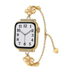 Correa de cadena con flores de cerezo esmaltadas para Apple Watch, colgante de corazón, modelo Sakura