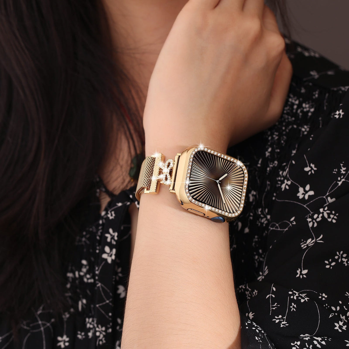 Correa chic y coqueta, lazo anudado, de acero inoxidable, para Apple Watch, modelo Bima