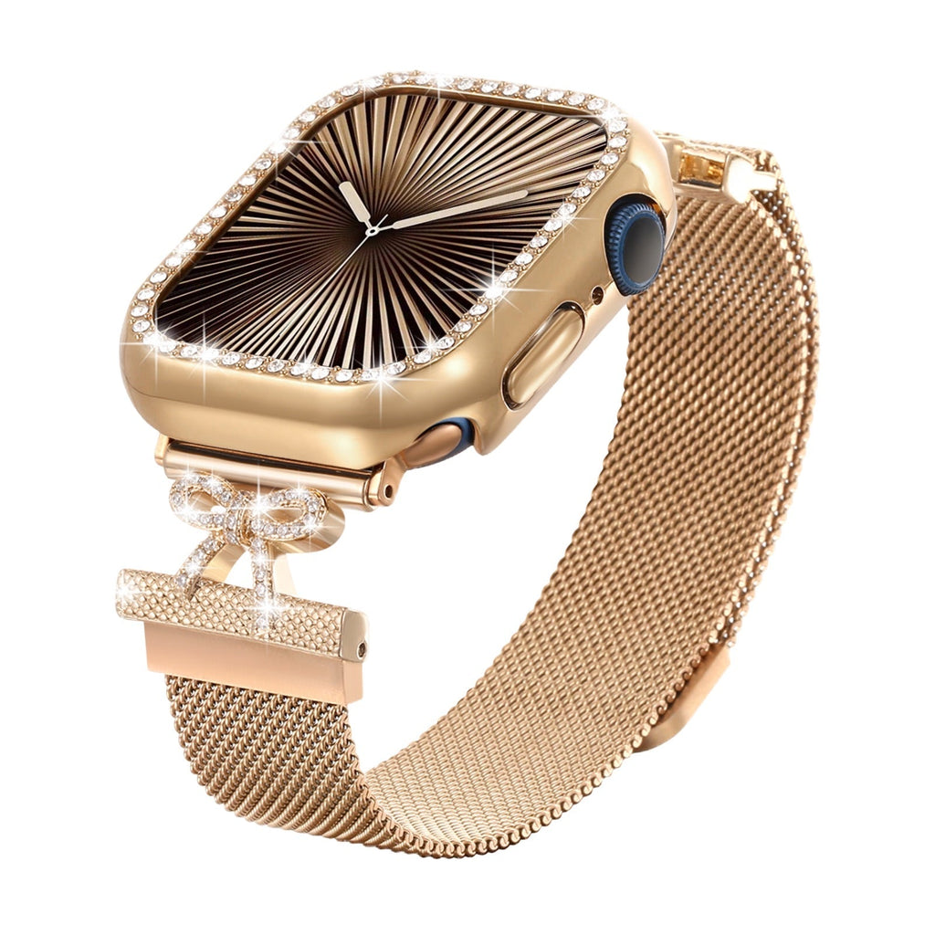 Correa chic y coqueta, lazo anudado, de acero inoxidable, para Apple Watch, modelo Bima