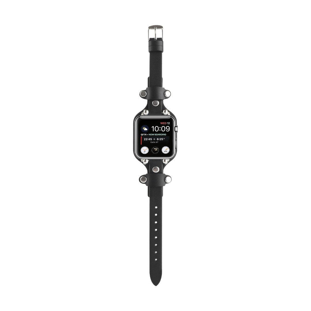 Correa Apple Watch tipo brazalete con remaches, hebilla de espiga, diseño moderno, modelo Riveira