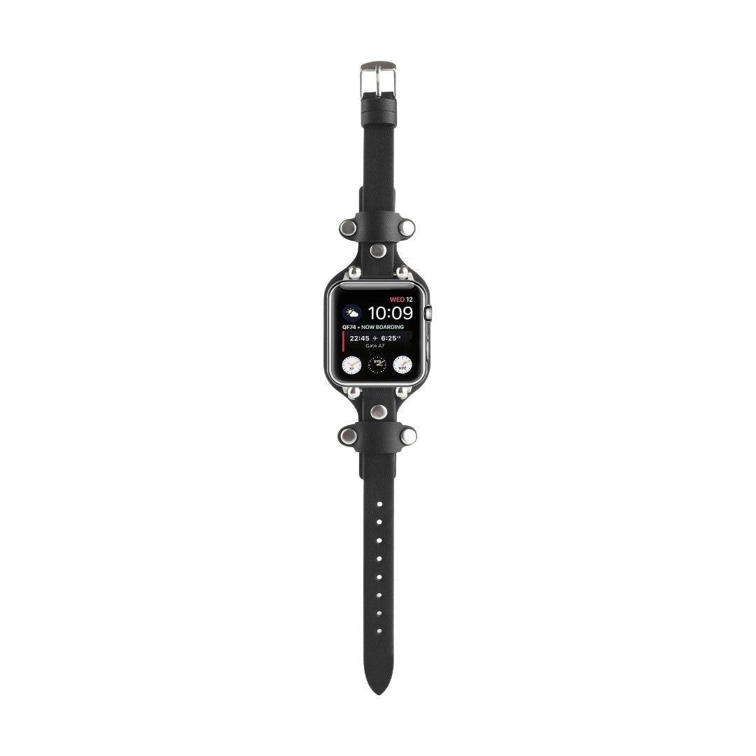 Correa Apple Watch tipo brazalete con remaches, hebilla de espiga, diseño moderno, modelo Riveira