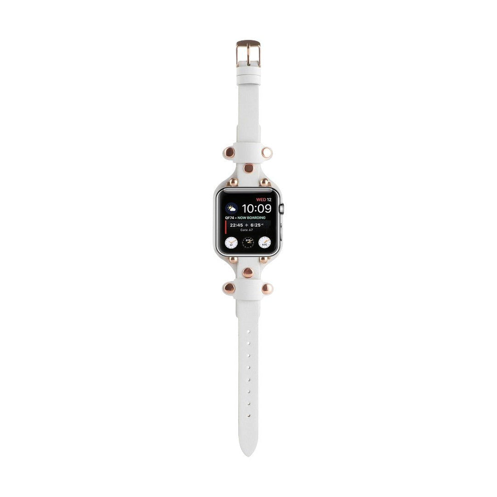 Correa Apple Watch tipo brazalete con remaches, hebilla de espiga, diseño moderno, modelo Riveira