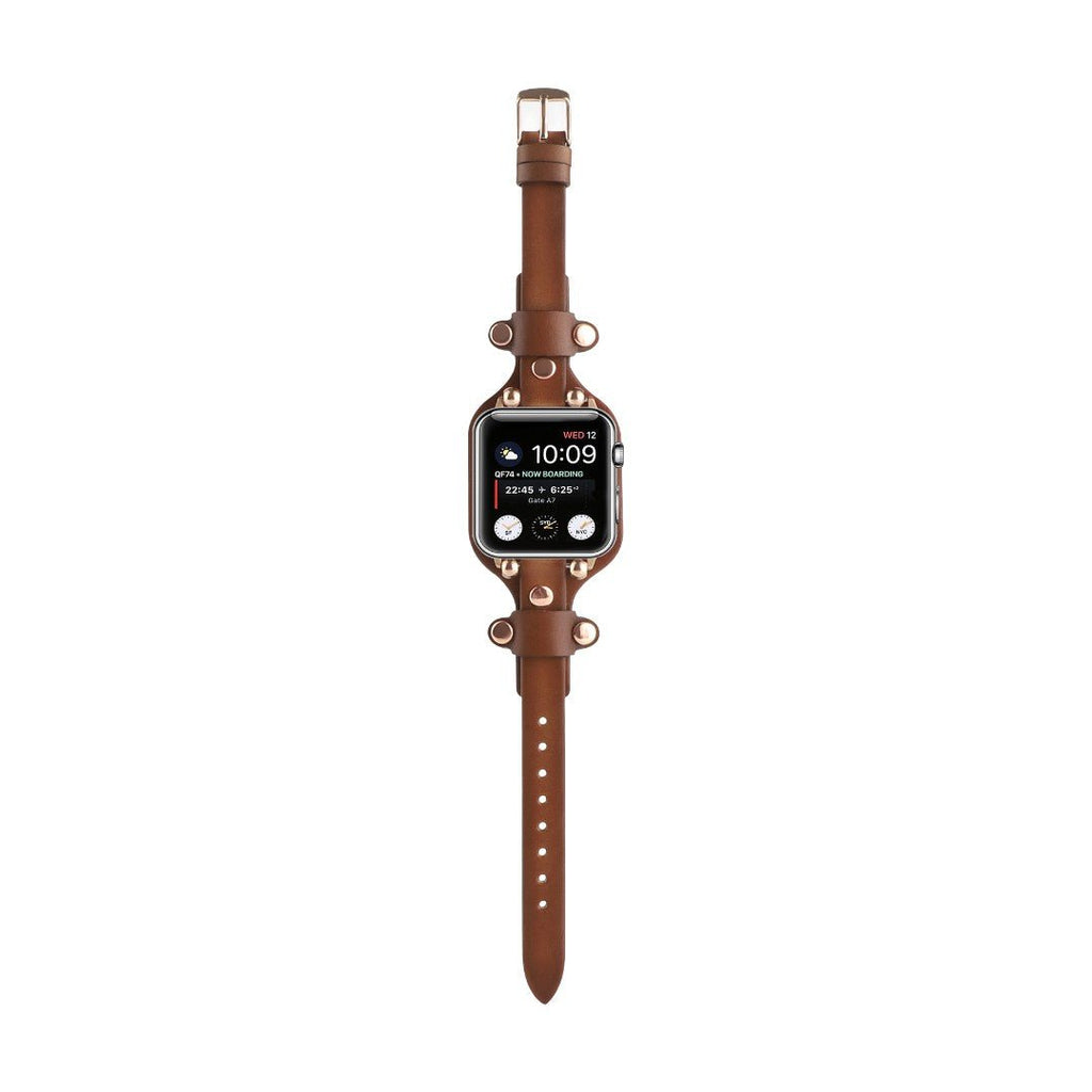 Correa Apple Watch tipo brazalete con remaches, hebilla de espiga, diseño moderno, modelo Riveira