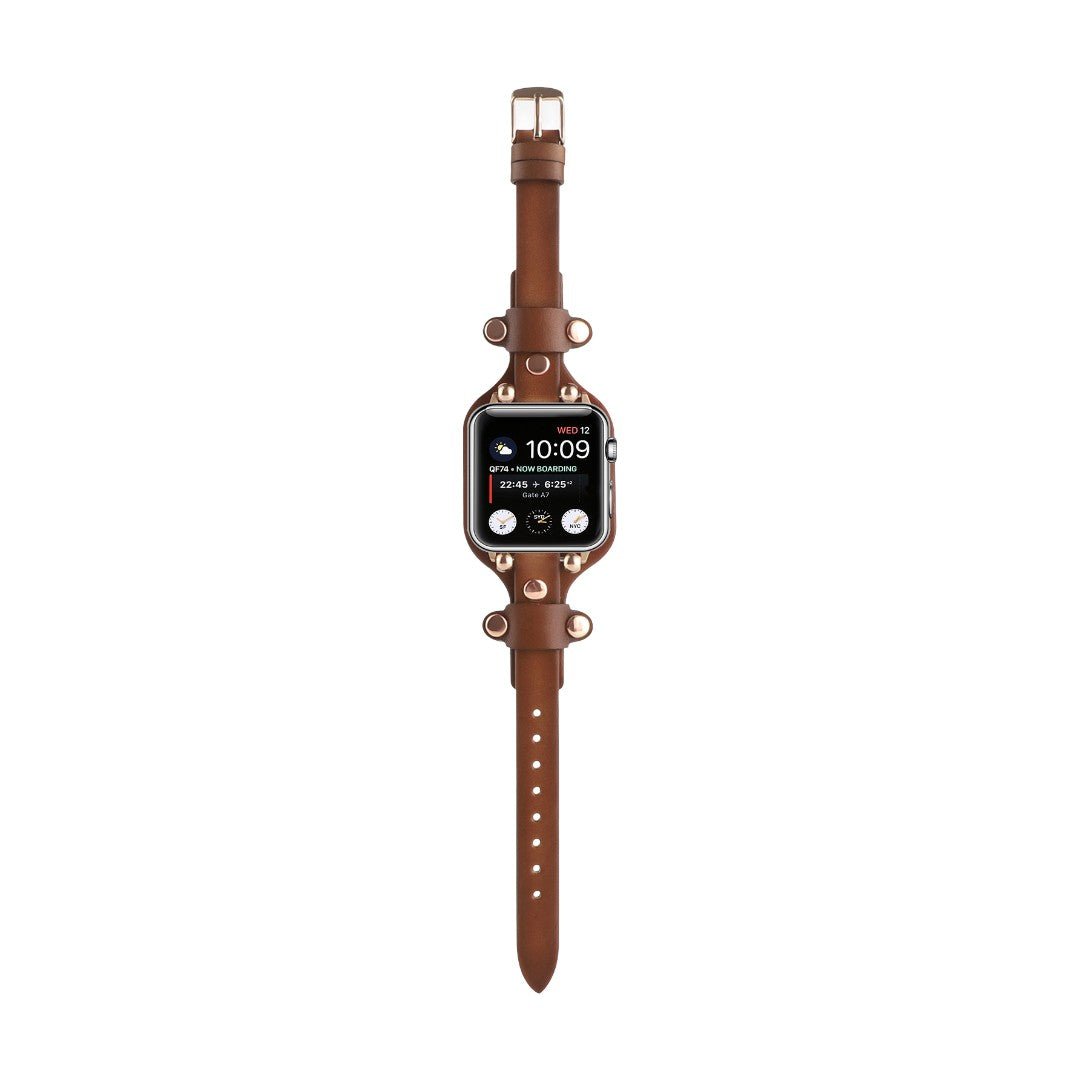 Correa Apple Watch tipo brazalete con remaches, hebilla de espiga, diseño moderno, modelo Riveira