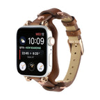 Correa Apple Watch tipo brazalete con remaches, hebilla de espiga, diseño moderno, modelo Riveira