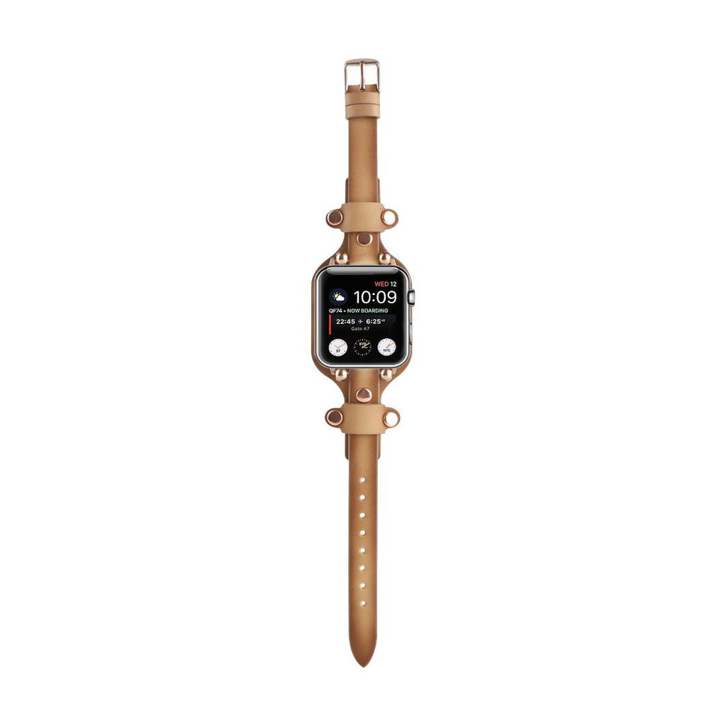 Correa Apple Watch tipo brazalete con remaches, hebilla de espiga, diseño moderno, modelo Riveira