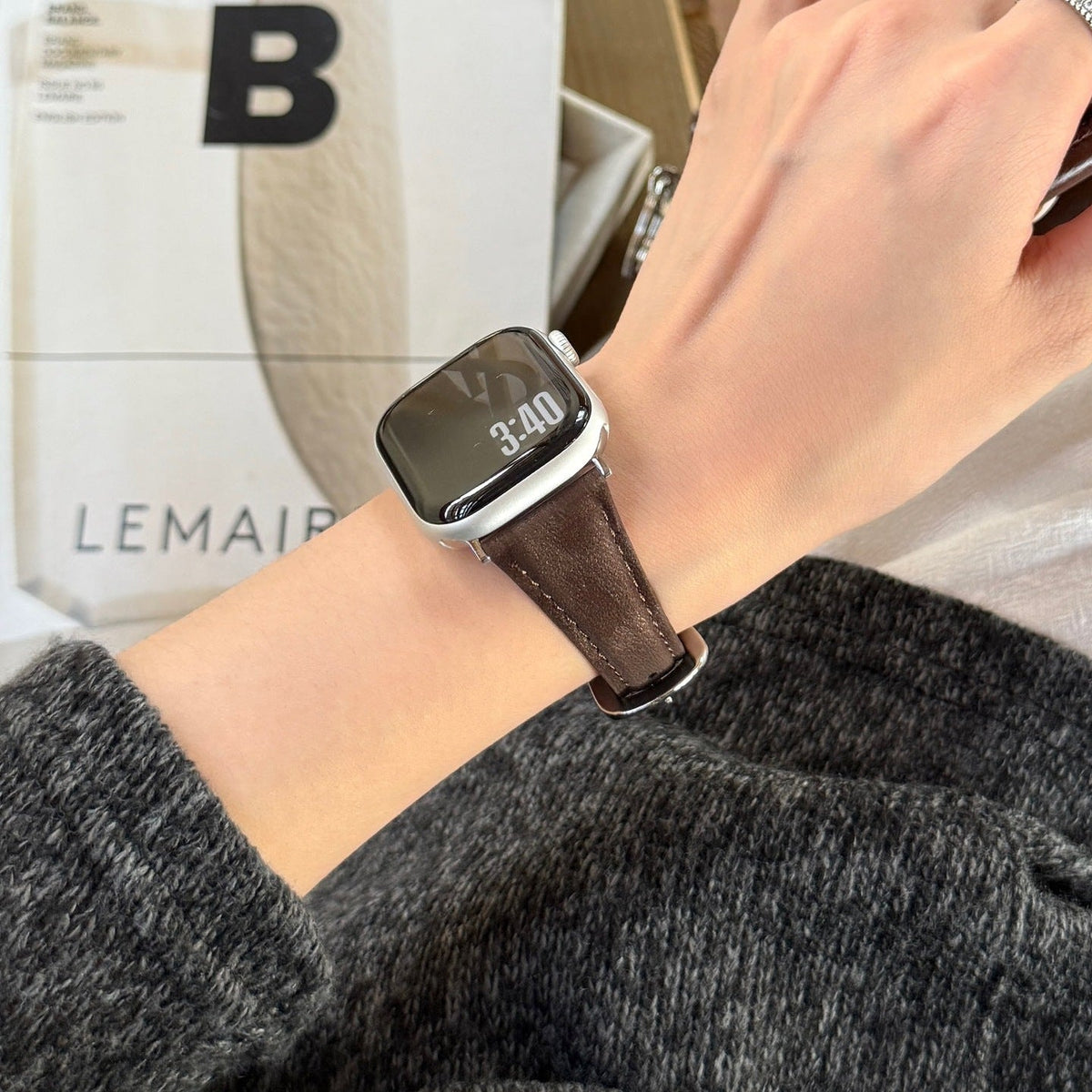 Correa de piel serraje para Apple Watch, acabado liso, hebilla de espiga, modelo Mathilda