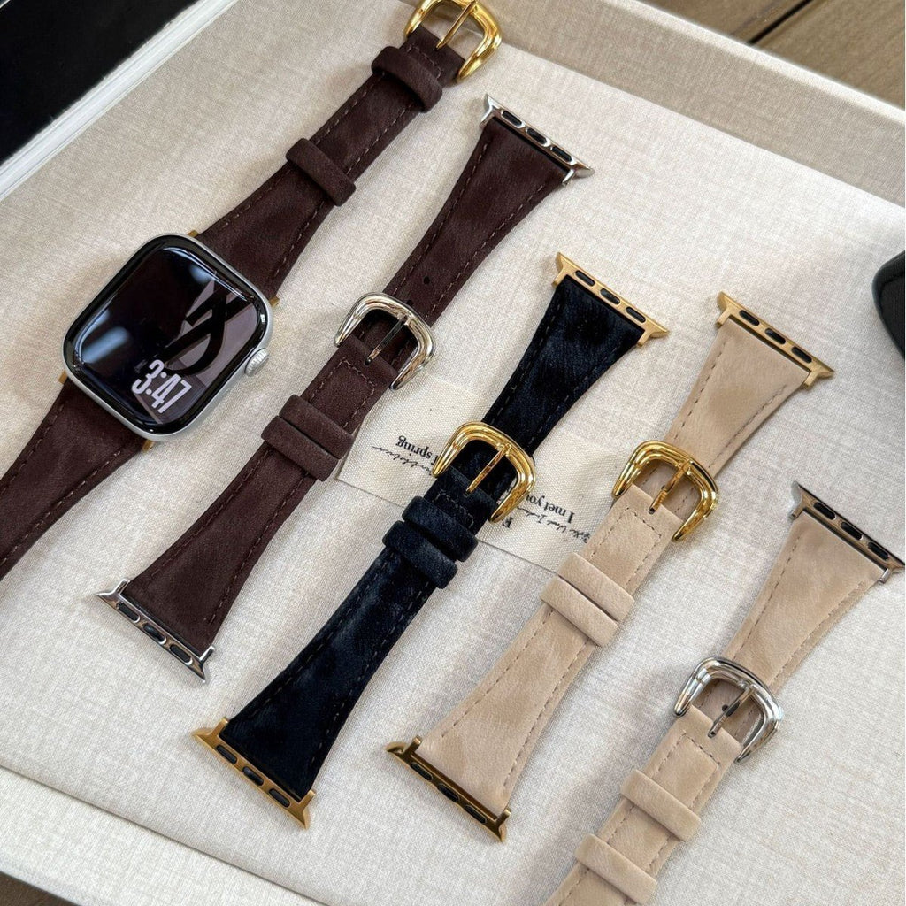 Correa de piel serraje para Apple Watch, acabado liso, hebilla de espiga, modelo Mathilda