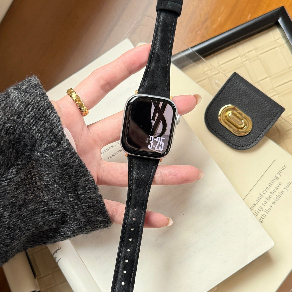 Correa de piel serraje para Apple Watch, acabado liso, hebilla de espiga, modelo Mathilda
