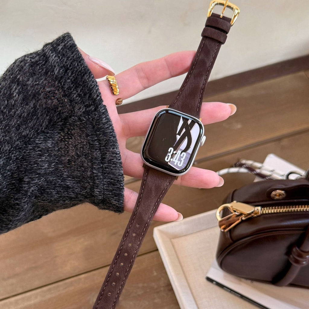 Correa de piel serraje para Apple Watch, acabado liso, hebilla de espiga, modelo Mathilda