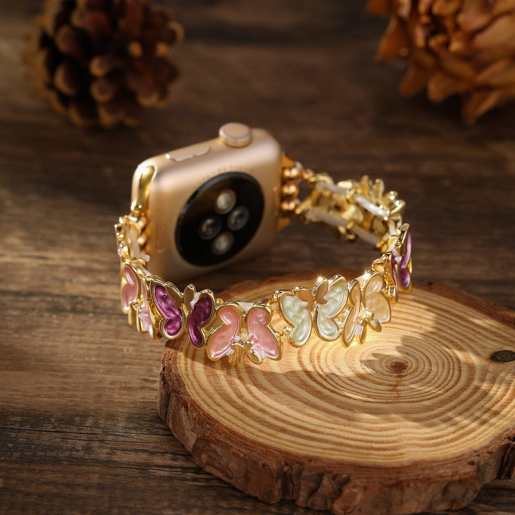 Correa Apple Watch, con motivo de mariposas, para mujer, modelo Florencia