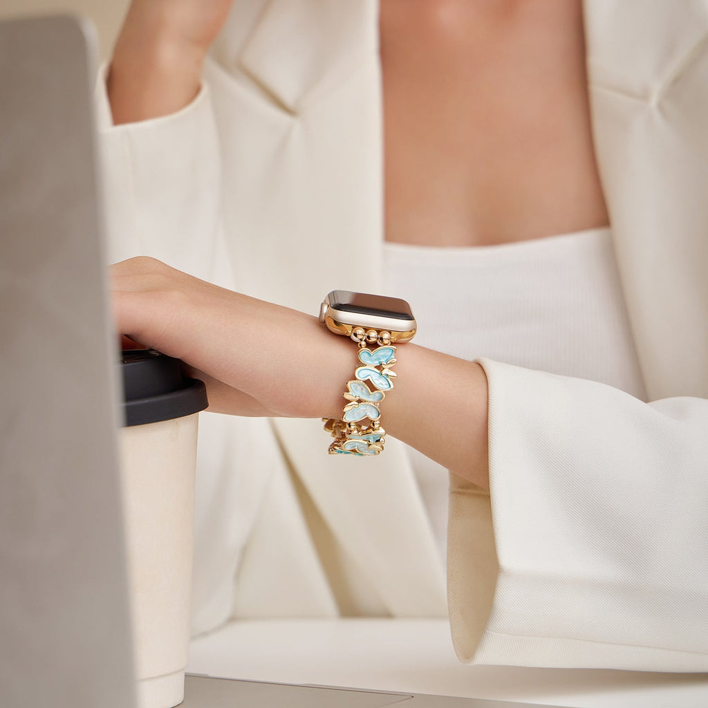 Correa Apple Watch, con motivo de mariposas, para mujer, modelo Florencia