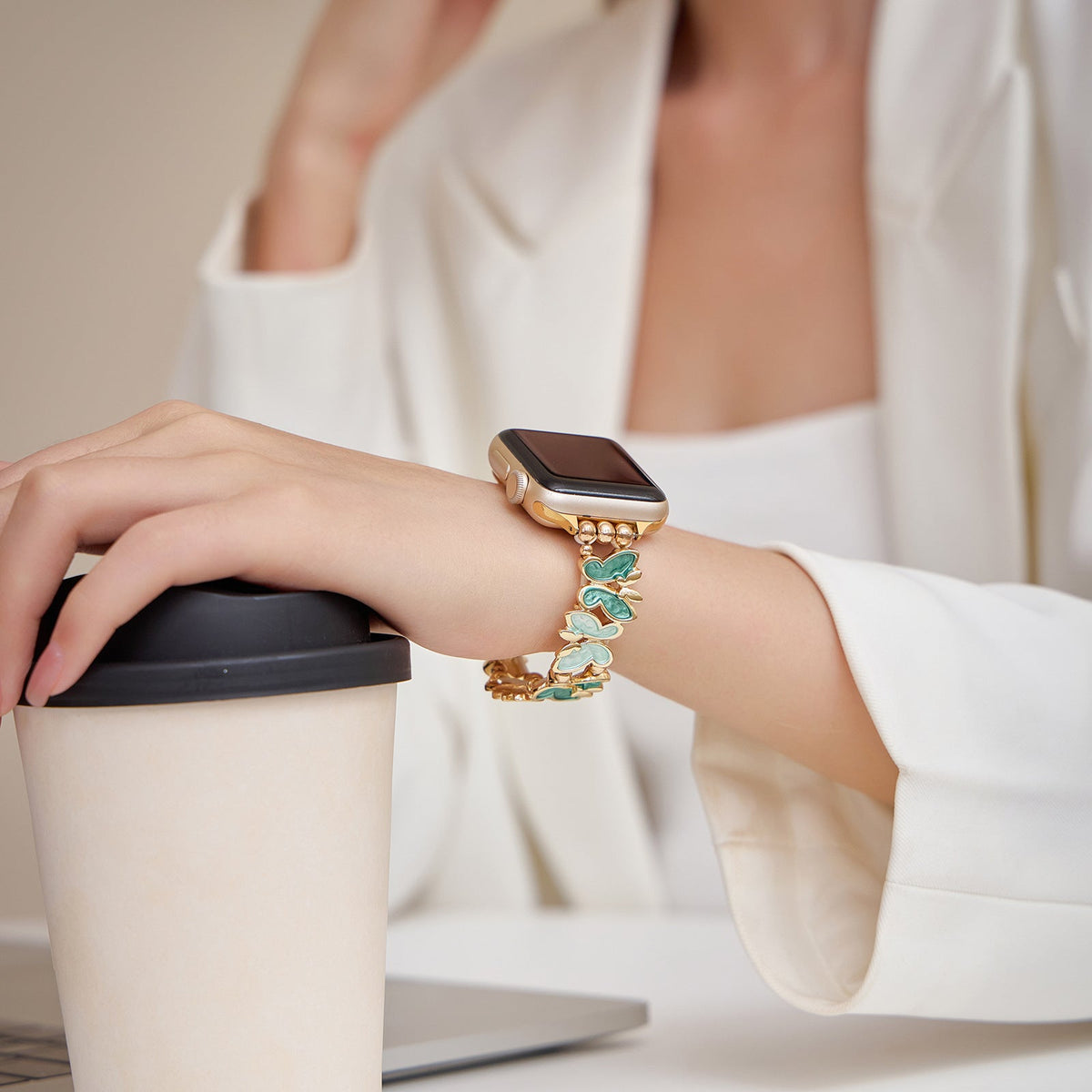 Correa Apple Watch, con motivo de mariposas, para mujer, modelo Florencia