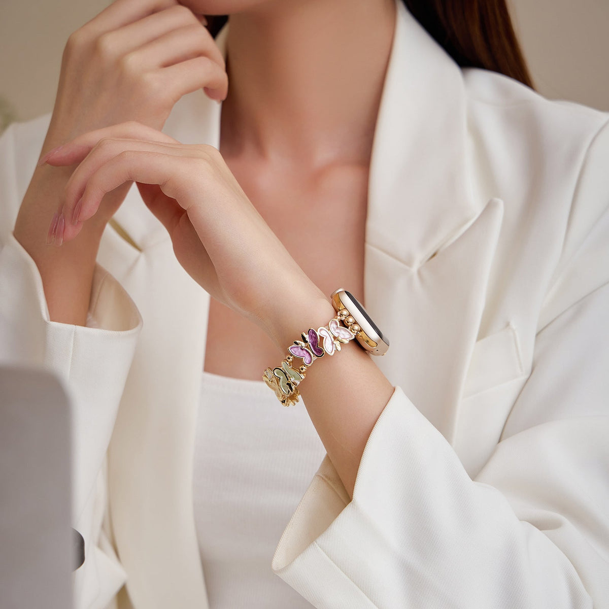 Correa Apple Watch, con motivo de mariposas, para mujer, modelo Florencia
