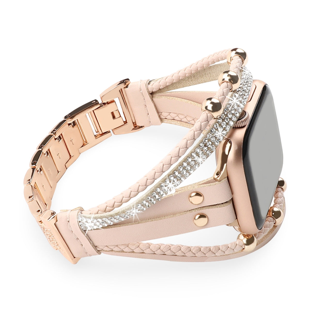 Correa Apple Watch multi-hilos, con strass y trenzado, para mujer, modelo Melona