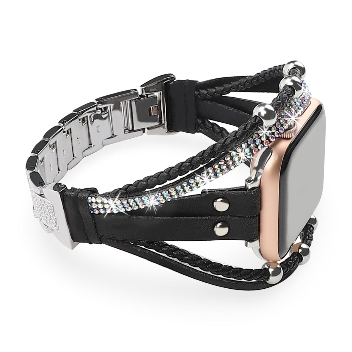 Correa Apple Watch multi-hilos, con strass y trenzado, para mujer, modelo Melona