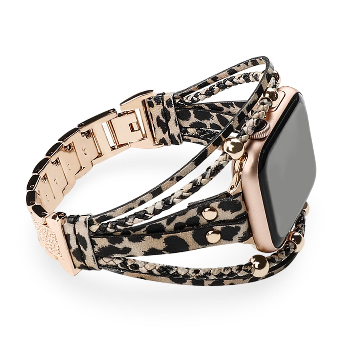 Correa Apple Watch multi-hilos, con strass y trenzado, para mujer, modelo Melona