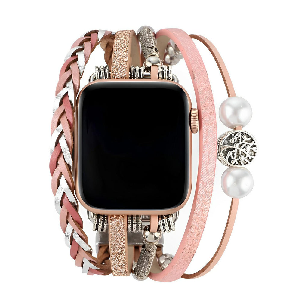 Correa Apple Watch multi-hilos trenzada, charm árbol de la vida, para mujer, modelo Ténecia