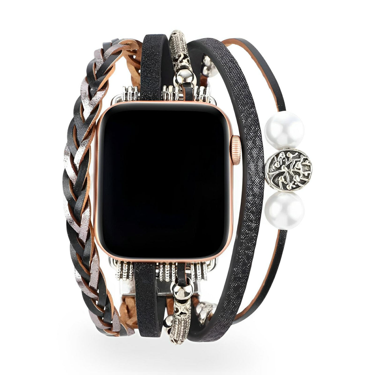 Correa Apple Watch multi-hilos trenzada, charm árbol de la vida, para mujer, modelo Ténecia