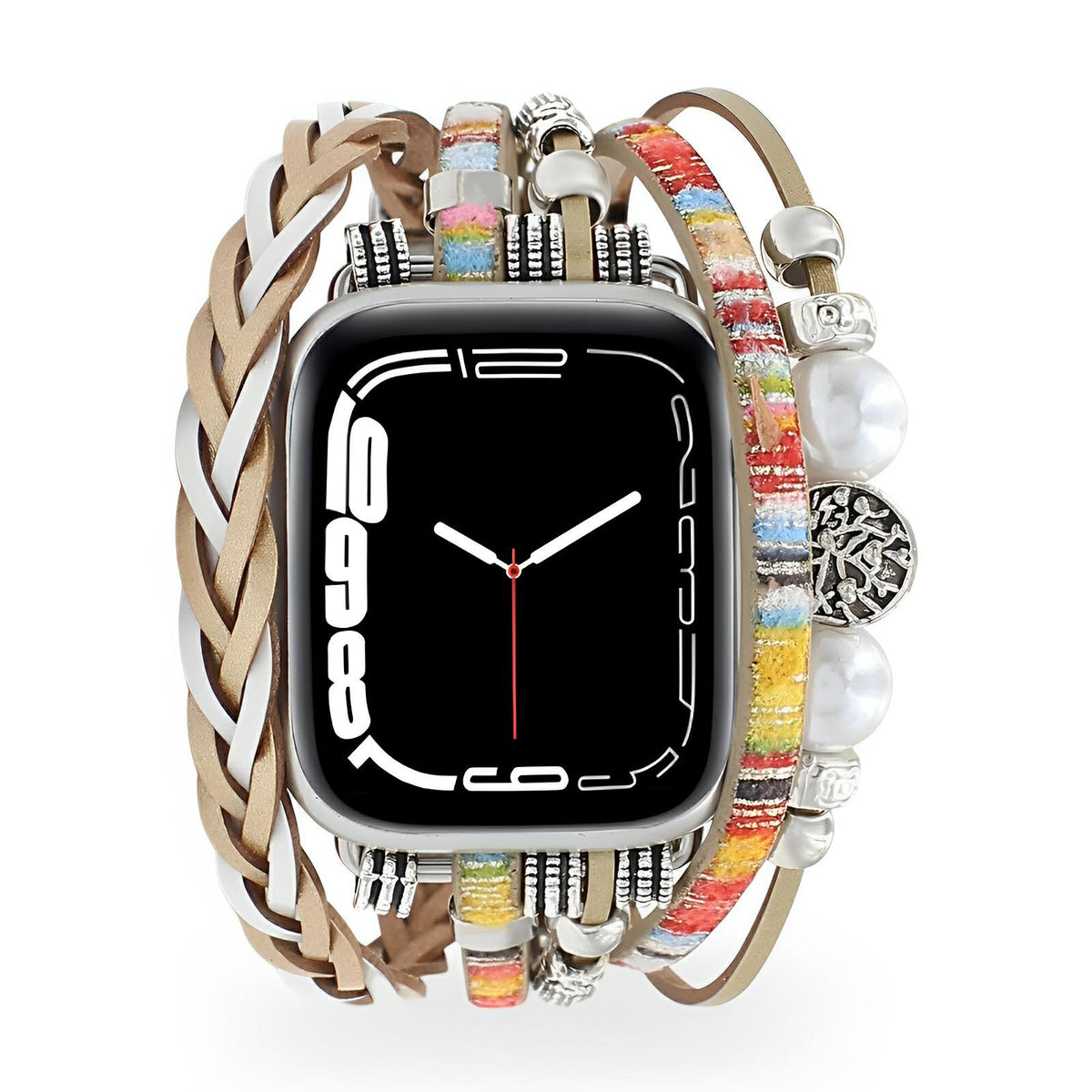 Correa Apple Watch multi-hilos trenzada, charm árbol de la vida, para mujer, modelo Ténecia