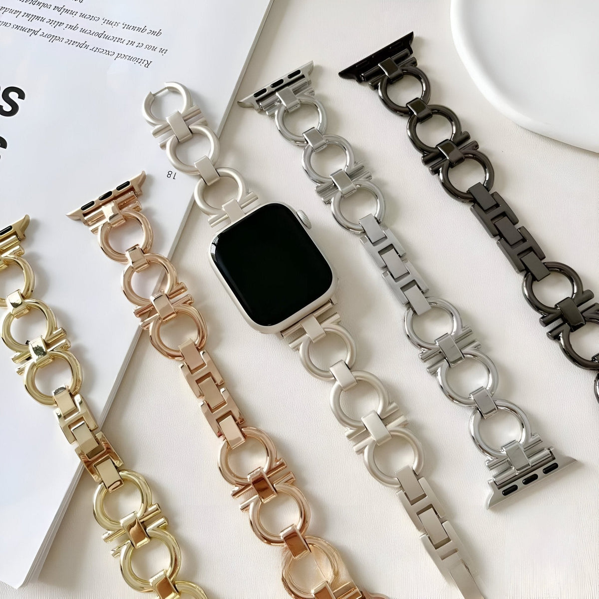 Correa Apple Watch, de diseño circular, para mujer, modelo Anima