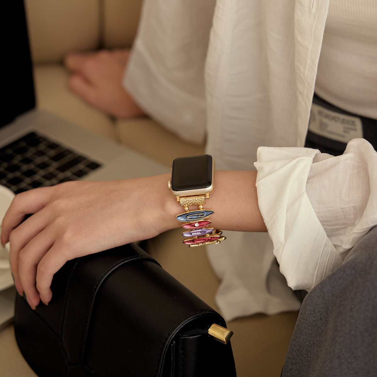 Correa Apple Watch, de look colorido, para mujer, modelo Marisol