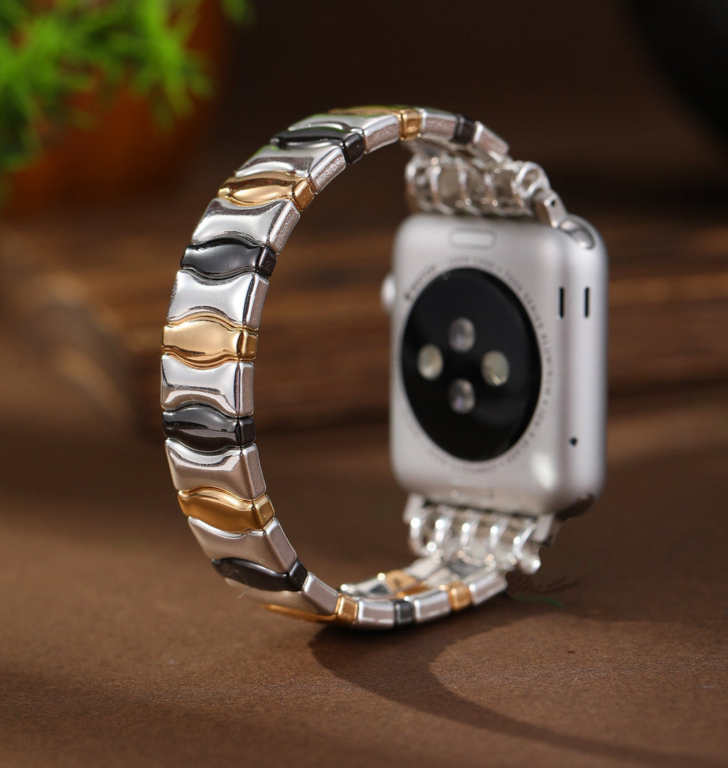 Correa Apple Watch, eslabones ondulados tricolor, para mujer, modelo Dolores