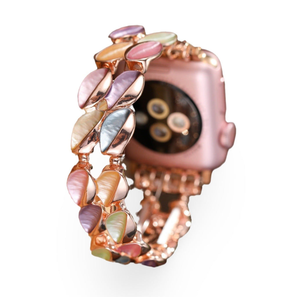 Correa Apple Watch, con pétalos brillantes, para mujer, modelo Raquel