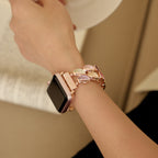 Correa Apple Watch, con pétalos brillantes, para mujer, modelo Raquel