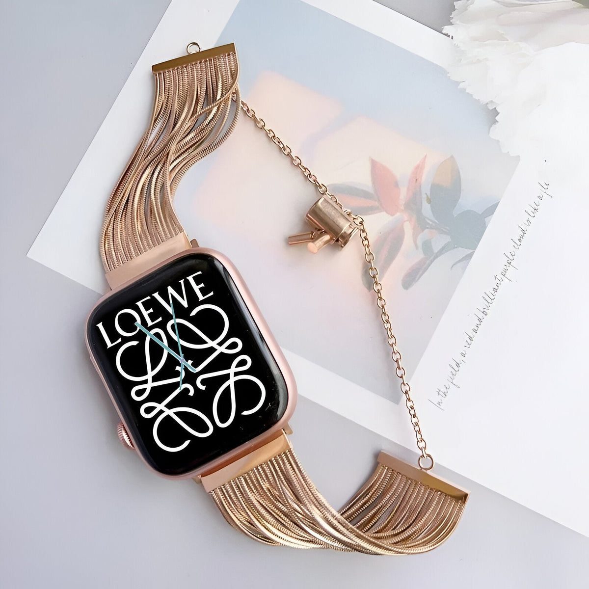 Correa Apple Watch, de acero inoxidable, para mujer, modelo Lorena