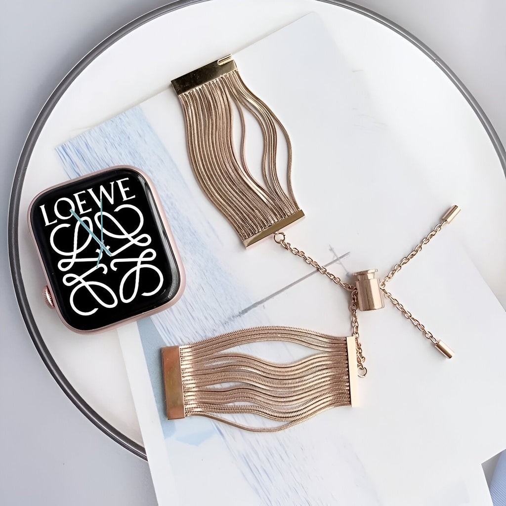 Correa Apple Watch, de acero inoxidable, para mujer, modelo Lorena