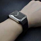 Correa Apple Watch de acero inoxidable, eslabones ajustables, cierre mariposa, modelo Juno