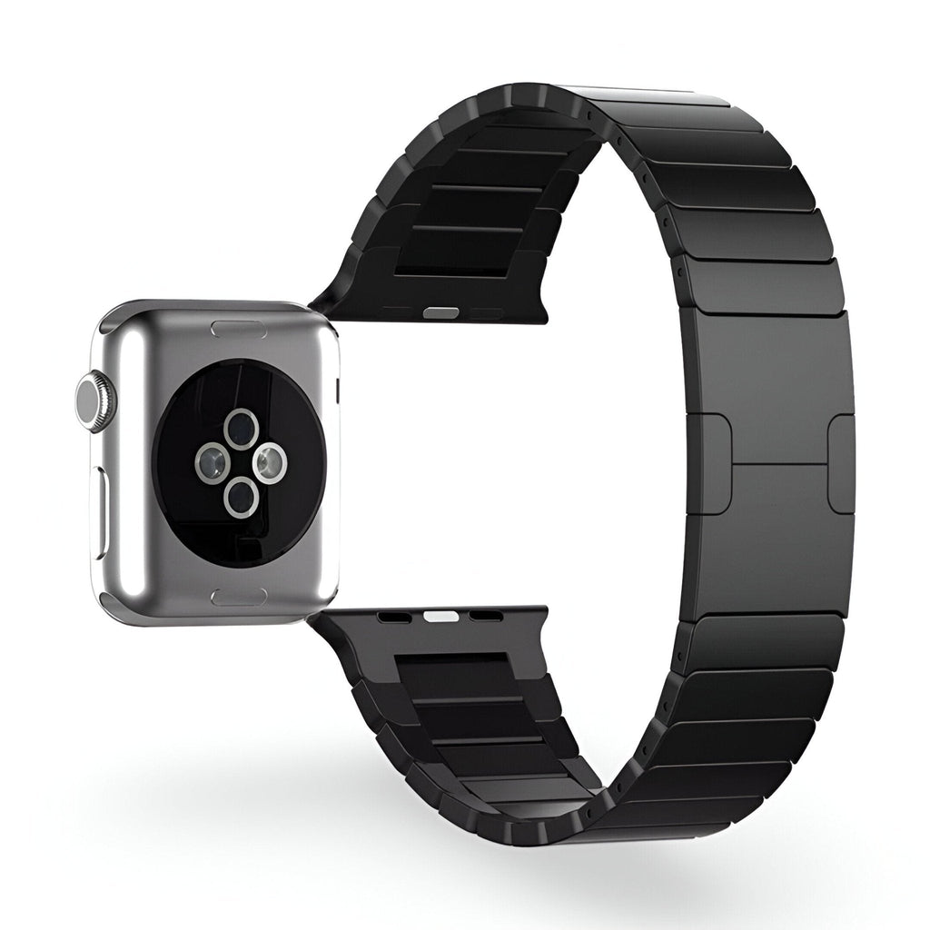 Correa Apple Watch de acero inoxidable, eslabones ajustables, cierre mariposa, modelo Juno